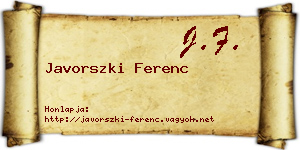 Javorszki Ferenc névjegykártya